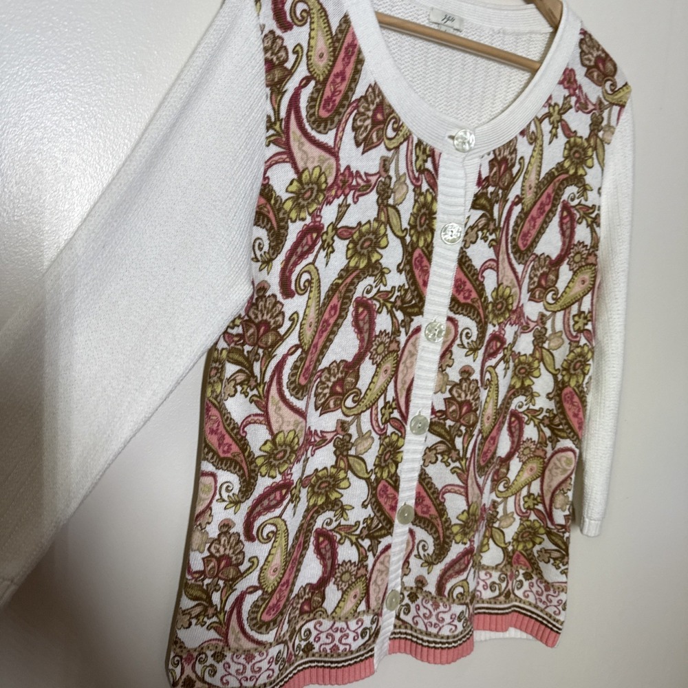 J Jill Cardigan Lightweight Linen Womens Size L Preppy Coastal Layering Casual - Picture 2 of 7